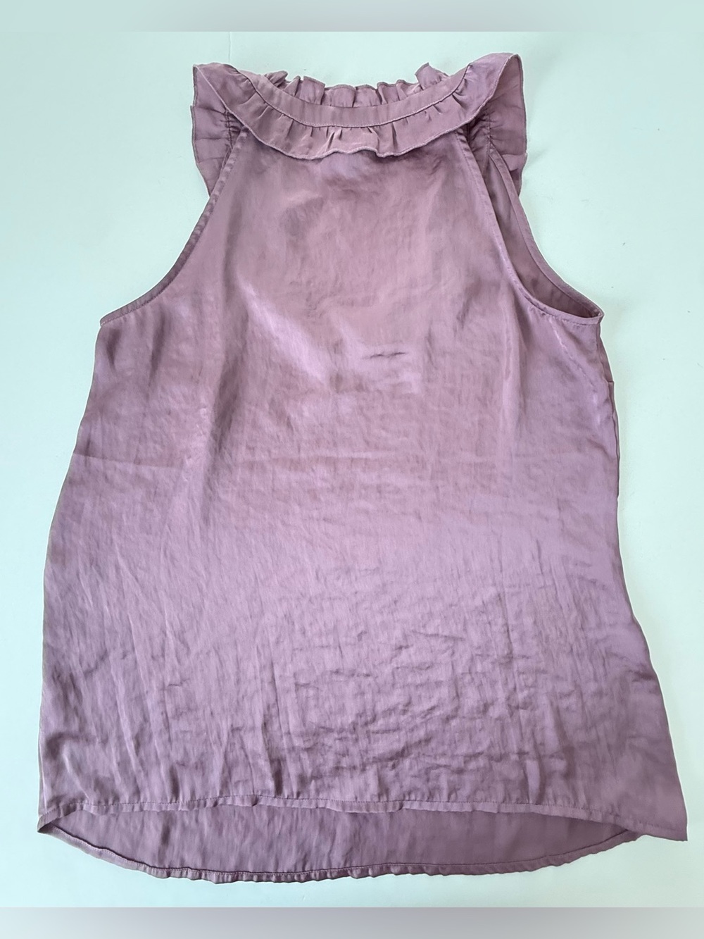 Cabi Dusty Mauve Ruffle Neck Sleeveless Blouse XS - Picture 4 of 8